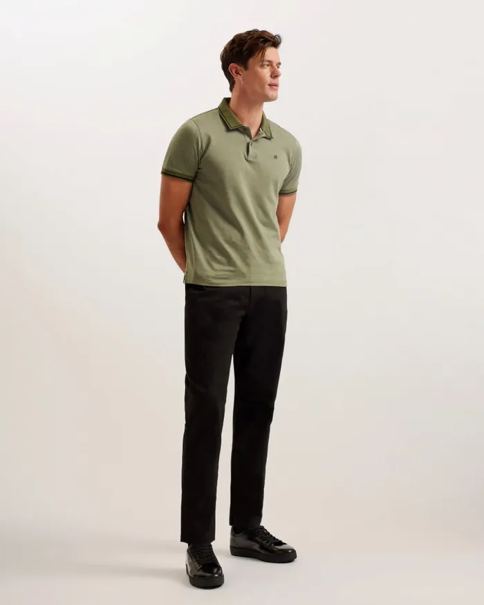 Men HELTA 8211 Stripe Detail Slim Fit Polo Shirt Khaki Ted Baker Polo Shirts Men HELTA 8211 Stripe Detail Slim Fit Polo Shirt Khaki Ted Baker Polo Shirts