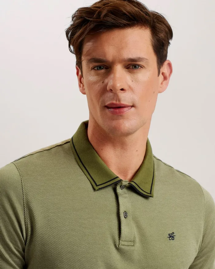 Men HELTA 8211 Stripe Detail Slim Fit Polo Shirt Khaki Ted Baker Polo Shirts Men HELTA 8211 Stripe Detail Slim Fit Polo Shirt Khaki Ted Baker Polo Shirts