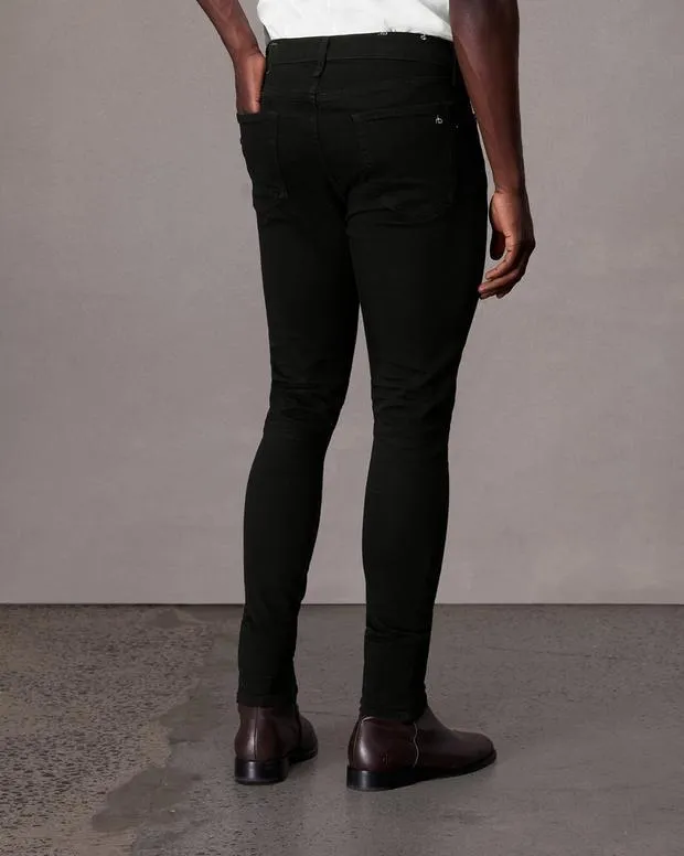 Men Jeans Rag and Bone Fit 1 Skinny Fit Jean Aero Stretch Denim Black