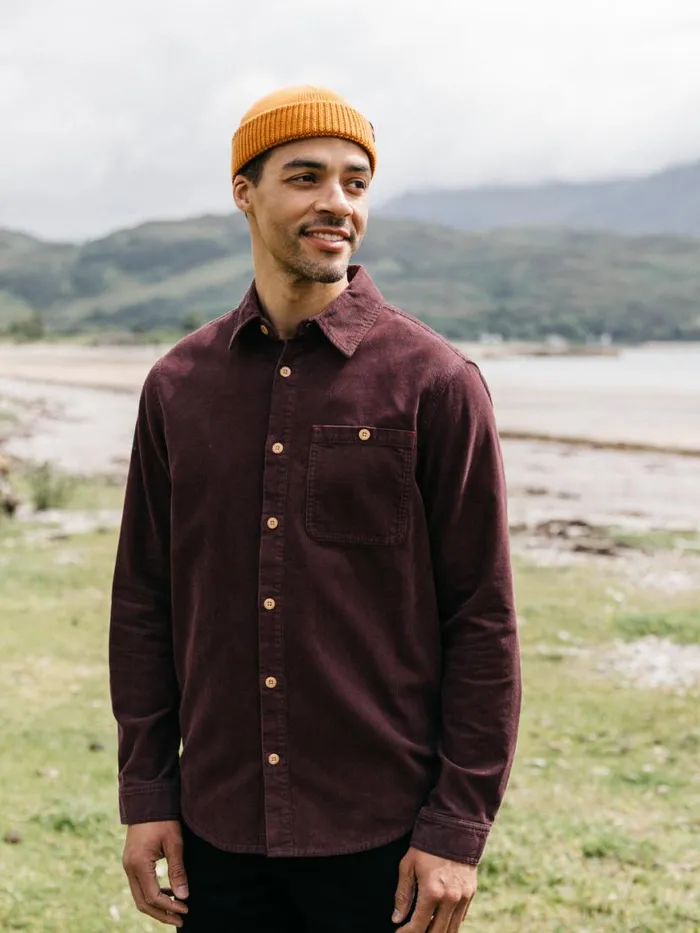 Men Jetty Cord Shirt Black Cherry Finisterre Shirts