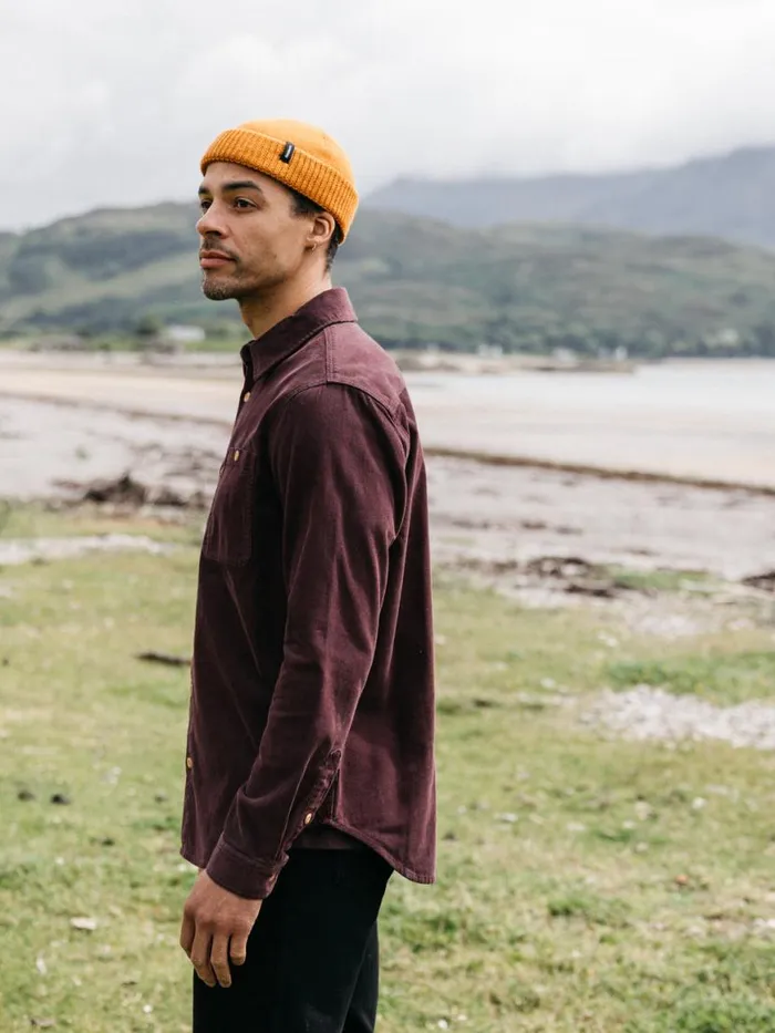 Men Jetty Cord Shirt Black Cherry Finisterre Shirts