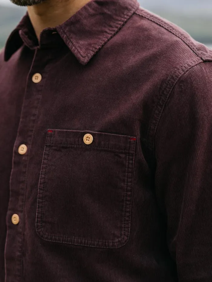 Men Jetty Cord Shirt Black Cherry Finisterre Shirts