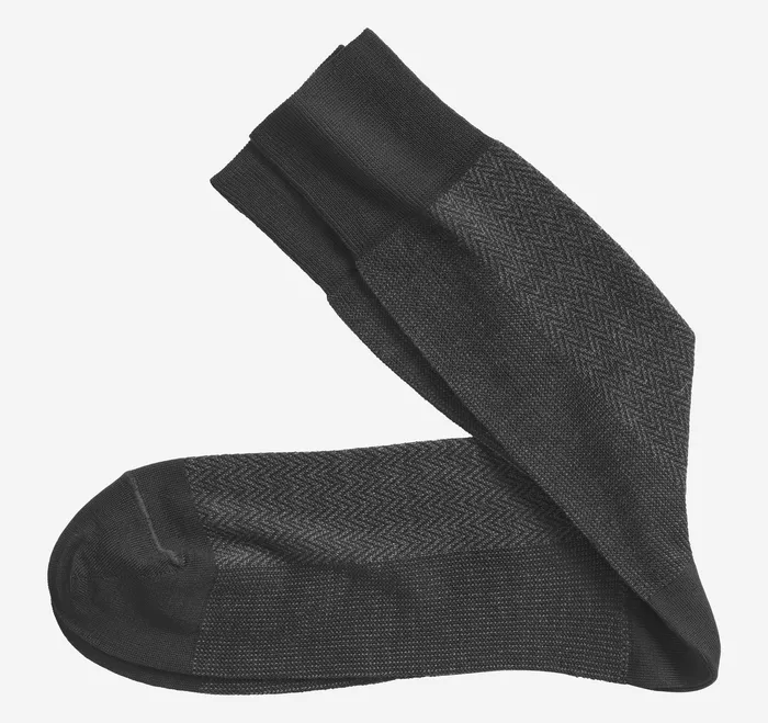 Men Johnston and Murphy Herringbone Panel Socks Black Socks