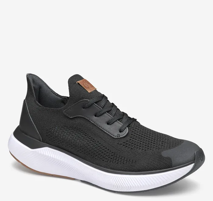 Men Johnston and Murphy Miles Knit LaceUp Black Knit Shoes