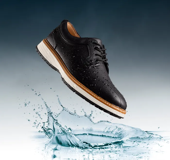 Men Johnston and Murphy Upton GL1 Luxe Hybrid Black Waterproof Full Grain LaceUps