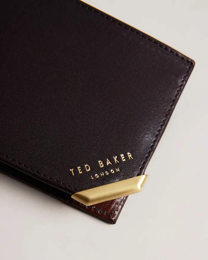 Men KORNERR 8211 Metal Corner Bifold Coin Wallet Brownchocolate Ted Baker Wallets and Cardholders