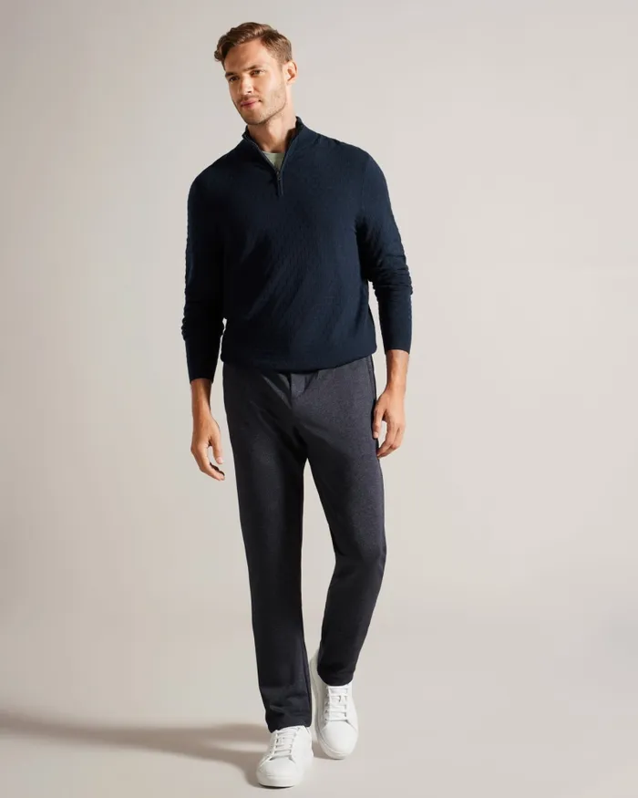 Men KURNLE 8211 Textured Knit Funnel Neck Jumper Navy Ted Baker Tops Men KURNLE 8211 Textured Knit Funnel Neck Jumper Navy Ted Baker Tops