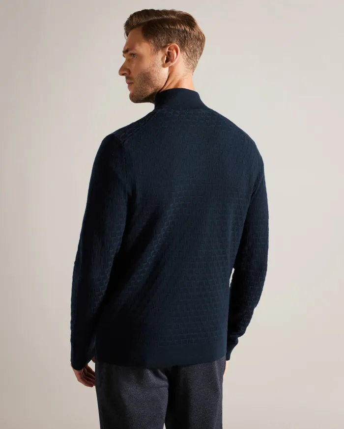 Men KURNLE 8211 Textured Knit Funnel Neck Jumper Navy Ted Baker Tops Men KURNLE 8211 Textured Knit Funnel Neck Jumper Navy Ted Baker Tops