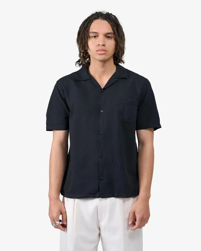 Men Linen Short Sleeved Shirt Cedar Brown Colorful Standard Shirts