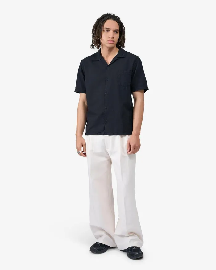 Men Linen Short Sleeved Shirt Cedar Brown Colorful Standard Shirts