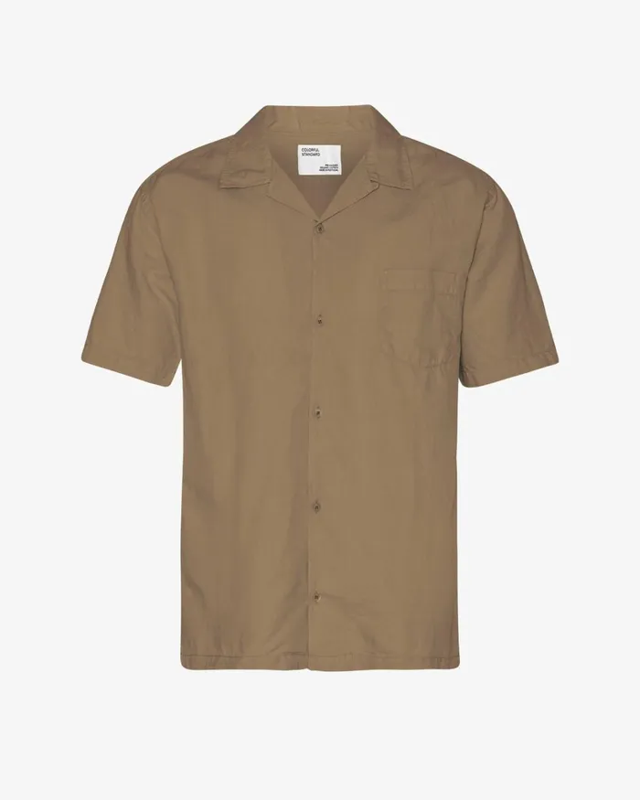 Men Linen Short Sleeved Shirt Sahara Camel Colorful Standard Shirts