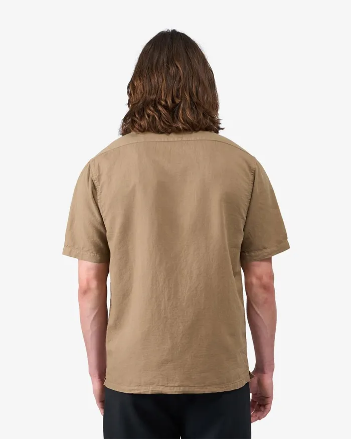 Men Linen Short Sleeved Shirt Sahara Camel Colorful Standard Shirts