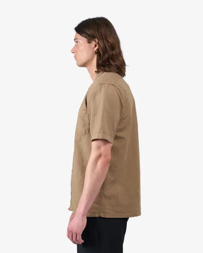 Men Linen Short Sleeved Shirt Sahara Camel Colorful Standard Shirts
