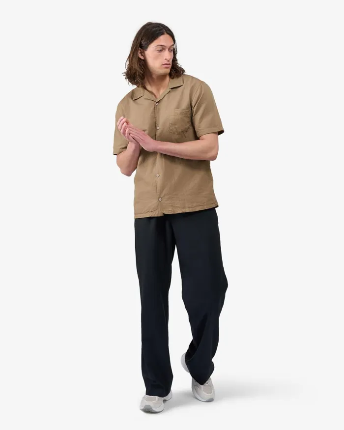 Men Linen Short Sleeved Shirt Sahara Camel Colorful Standard Shirts