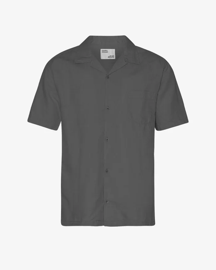 Men Linen Short Sleeved Shirt Storm Grey Colorful Standard Shirts