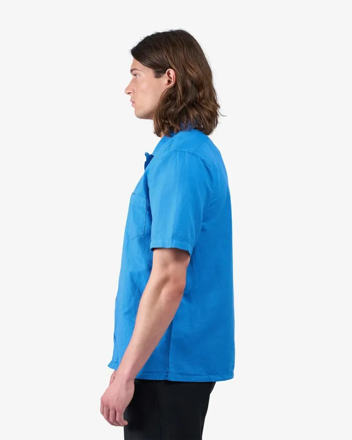Men Linen Short Sleeved Shirt Storm Grey Colorful Standard Shirts
