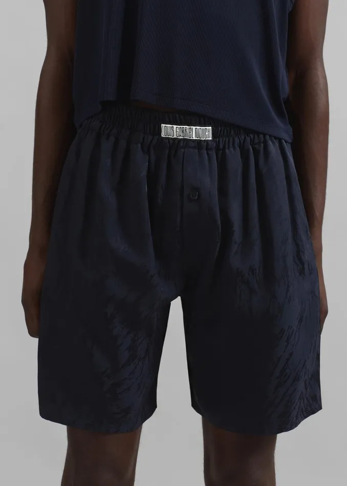 Men Louis Gabriel Nouchi Large Pyjama Shorts 8211 Night Blue Fur The Frankie Shop Bottoms