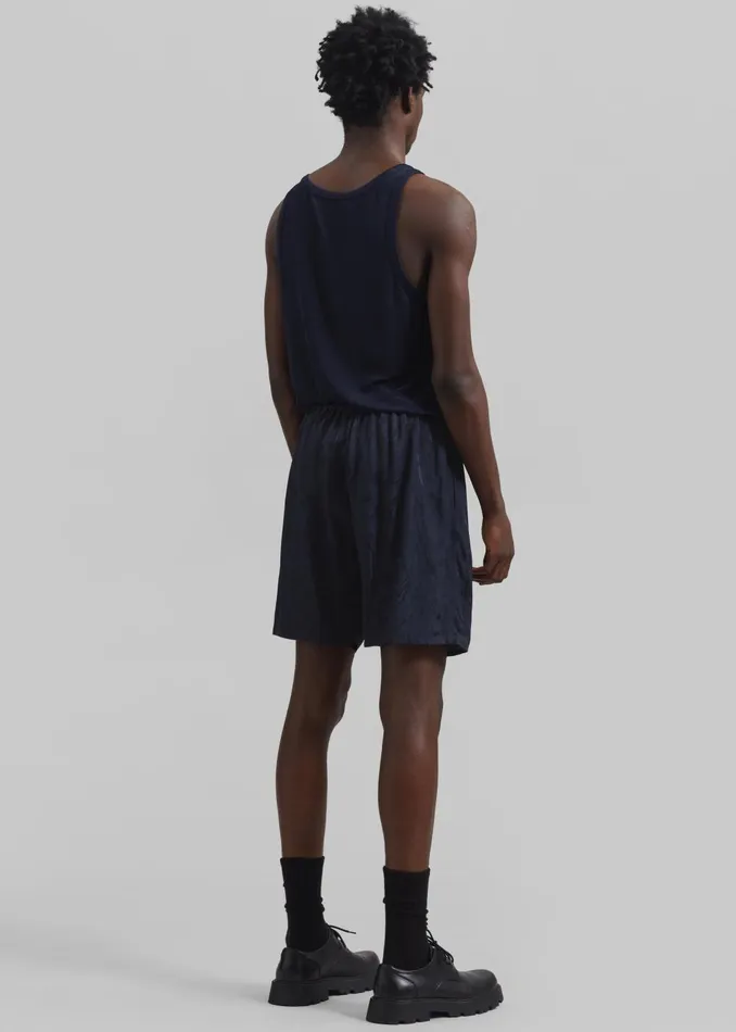 Men Louis Gabriel Nouchi Large Pyjama Shorts 8211 Night Blue Fur The Frankie Shop Bottoms