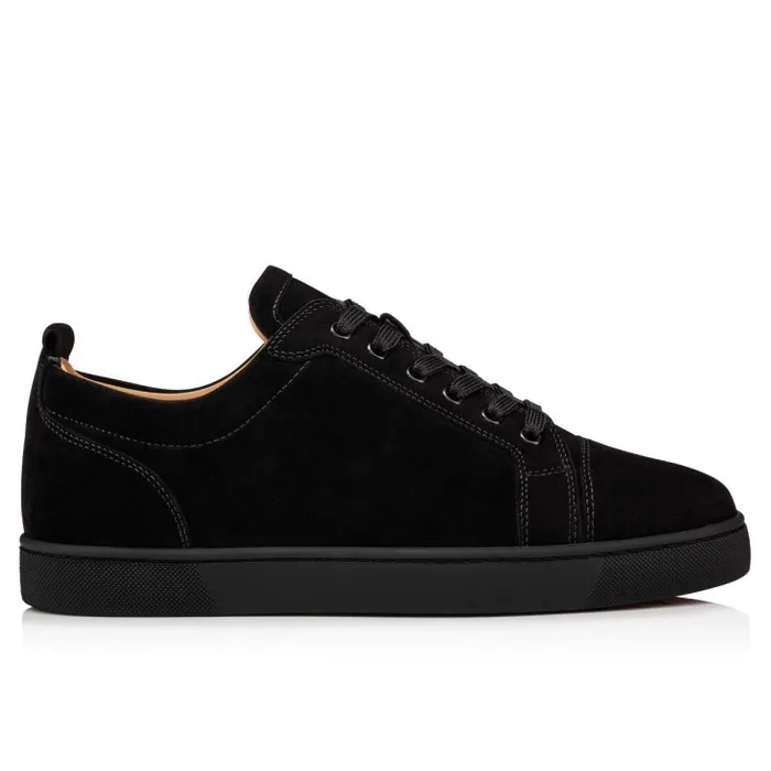 Men Louis Junior Sneakers 8211 Veau Velours 8211 Black Christian Louboutin Sneakers