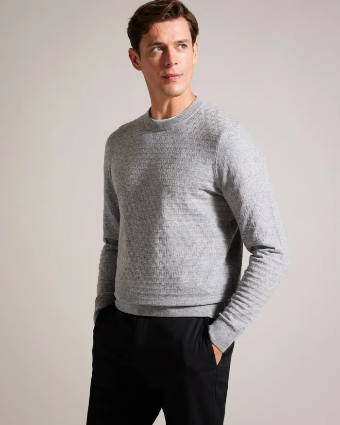 Men LOUNG 8211 Long Sleeve T Knit Jumper Greymarl Ted Baker Jumpers and Knitwear