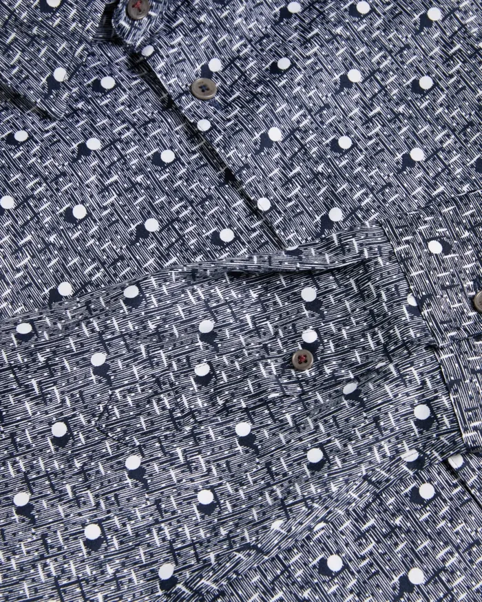 Men MACCLE 8211 Long Sleeve Spot Print Shirt Navy Ted Baker Shirts Men MACCLE 8211 Long Sleeve Spot Print Shirt Navy Ted Baker Shirts
