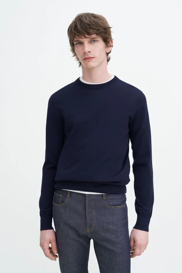 Men Merino Sweater Navy Filippa K Knitwear