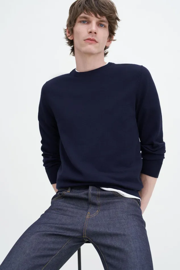 Men Merino Sweater Navy Filippa K Knitwear