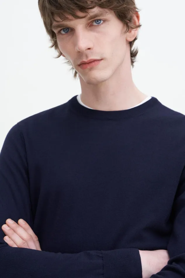 Men Merino Sweater Navy Filippa K Knitwear