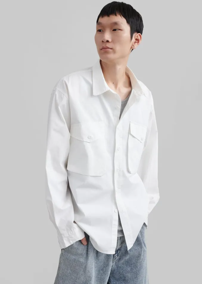 Men Michael Button Up Shirt 8211 White The Frankie Shop Tops