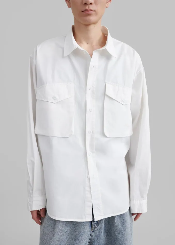 Men Michael Button Up Shirt 8211 White The Frankie Shop Tops