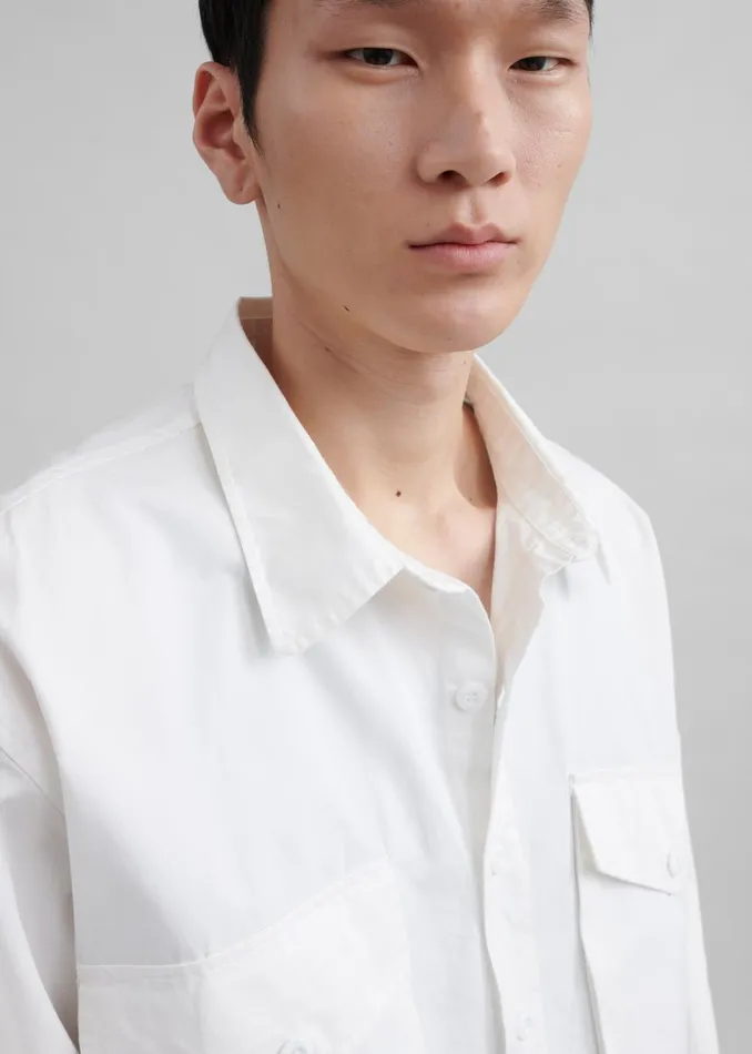 Men Michael Button Up Shirt 8211 White The Frankie Shop Tops