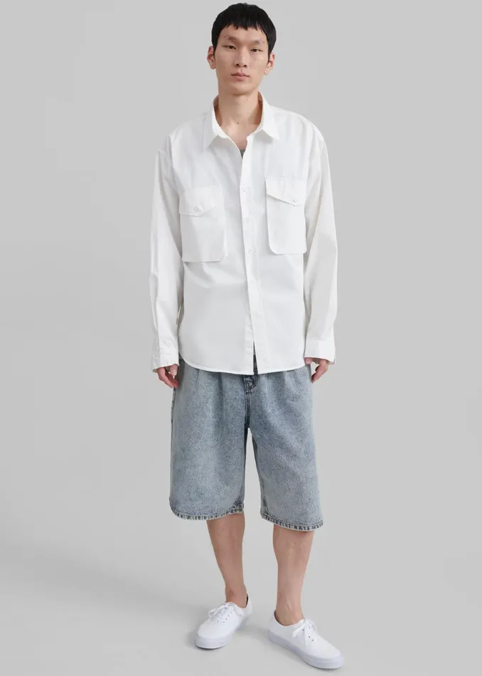Men Michael Button Up Shirt 8211 White The Frankie Shop Tops