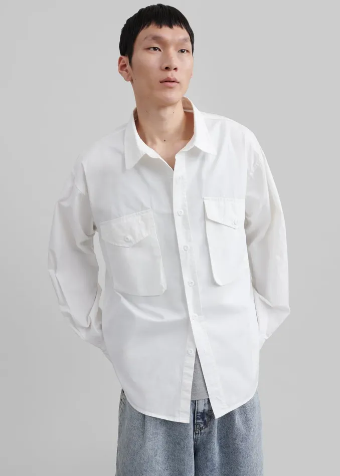 Men Michael Button Up Shirt 8211 White The Frankie Shop Tops