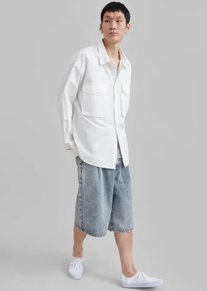 Men Michael Button Up Shirt 8211 White The Frankie Shop Tops