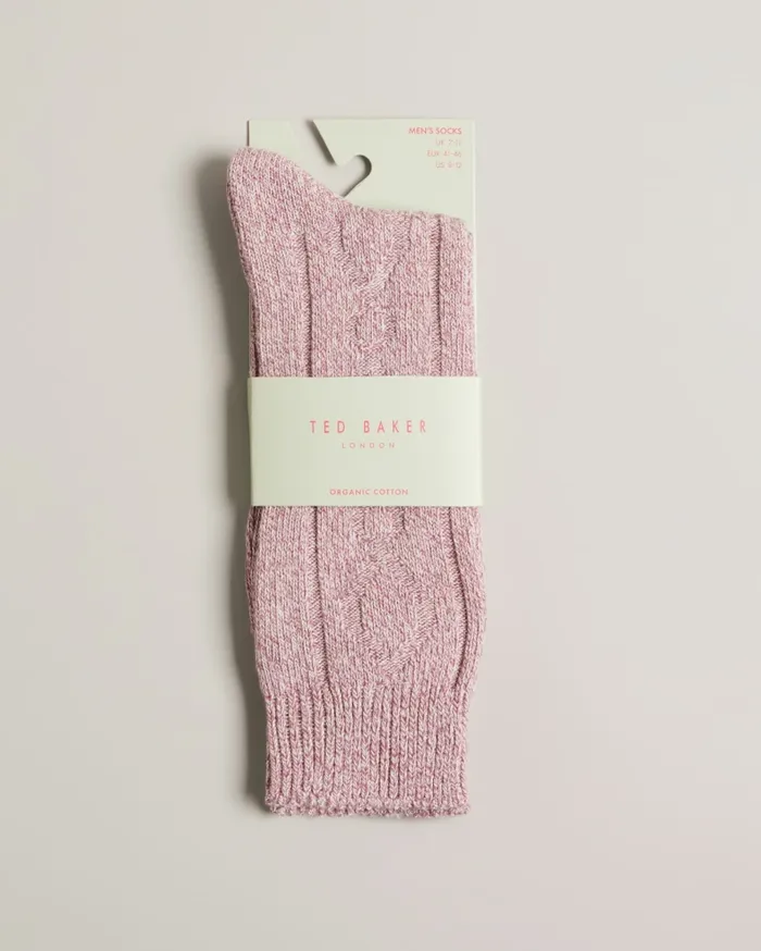 Men MISTIE 8211 Cable Knit Hiking Socks Pink Ted Baker Socks Men MISTIE 8211 Cable Knit Hiking Socks Pink Ted Baker Socks