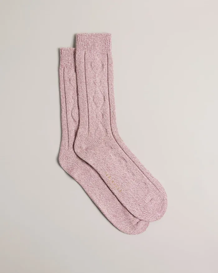 Men MISTIE 8211 Cable Knit Hiking Socks Pink Ted Baker Socks Men MISTIE 8211 Cable Knit Hiking Socks Pink Ted Baker Socks