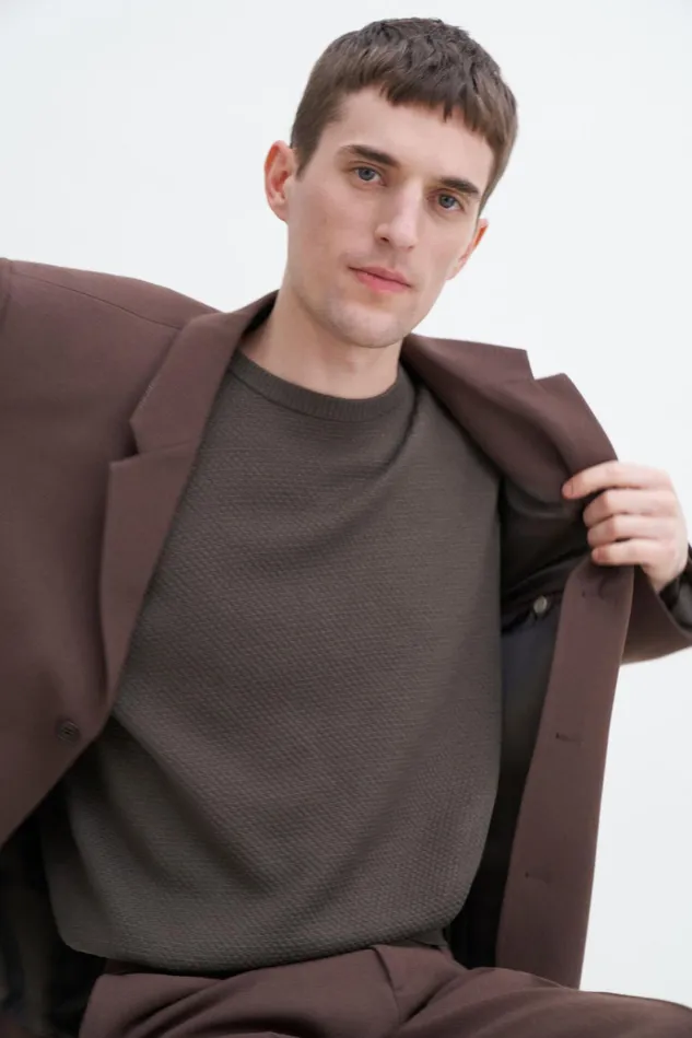 Men Moss Knit Sweater Dark Sage Filippa K Knitwear