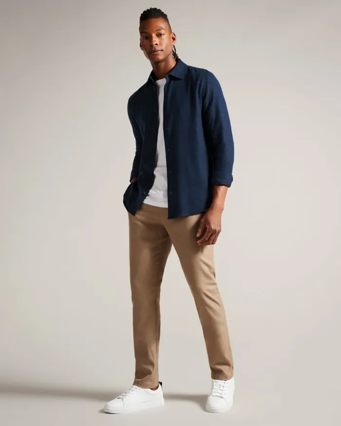 Men NARNI 8211 Lightweight Twill Flannel Shirt Navy Ted Baker Shirts Men NARNI 8211 Lightweight Twill Flannel Shirt Navy Ted Baker Shirts