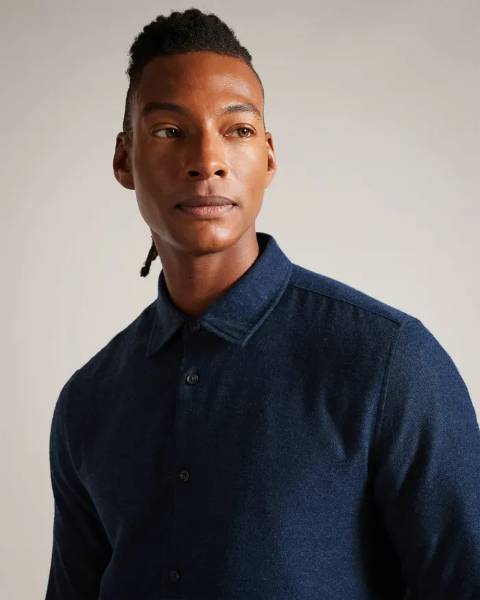 Men NARNI 8211 Lightweight Twill Flannel Shirt Navy Ted Baker Shirts Men NARNI 8211 Lightweight Twill Flannel Shirt Navy Ted Baker Shirts