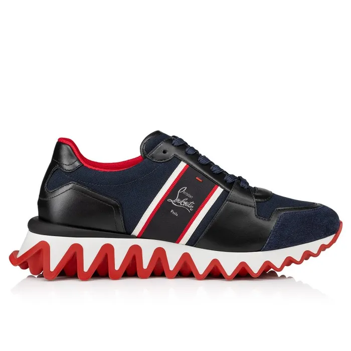 Men Nastroshark Sneakers 8211 Olona Canva And Calf Leather 8211 Navy Christian Louboutin Sneakers