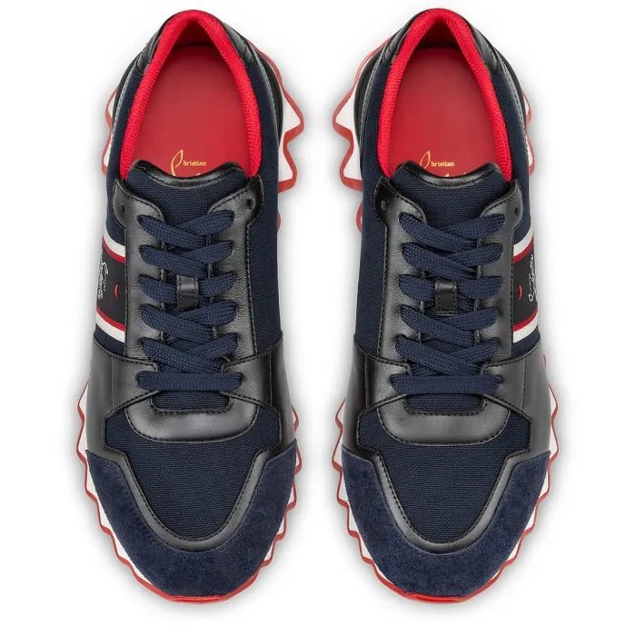 Men Nastroshark Sneakers 8211 Olona Canva And Calf Leather 8211 Navy Christian Louboutin Sneakers