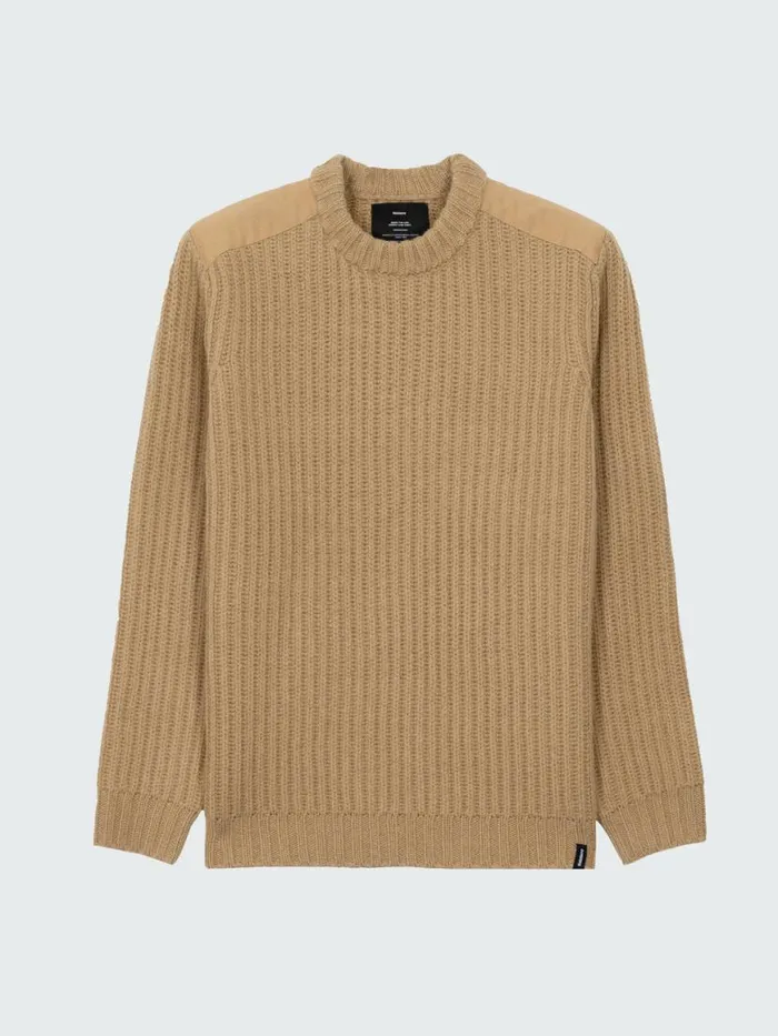 Men Needus Patched Crew Knit Jumper Flint Finisterre Knitwear