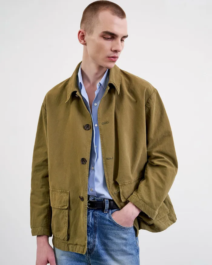 Men Nili Lotan RONNOC JACKET Olive Green Jackets and Coats