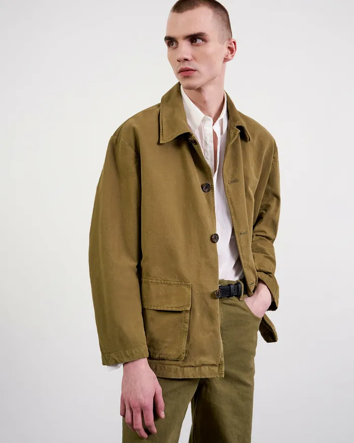 Men Nili Lotan RONNOC JACKET Olive Green Jackets and Coats