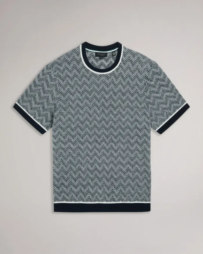 Men NUDLA 8211 Zig Zag Knit TShirt Navy Ted Baker Tops