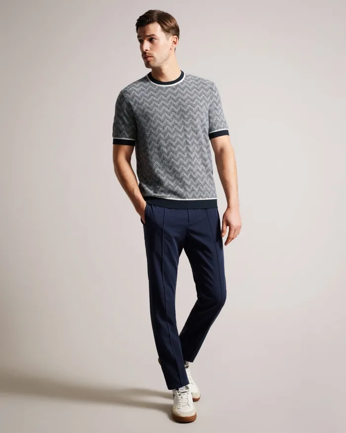 Men NUDLA 8211 Zig Zag Knit TShirt Navy Ted Baker Tops