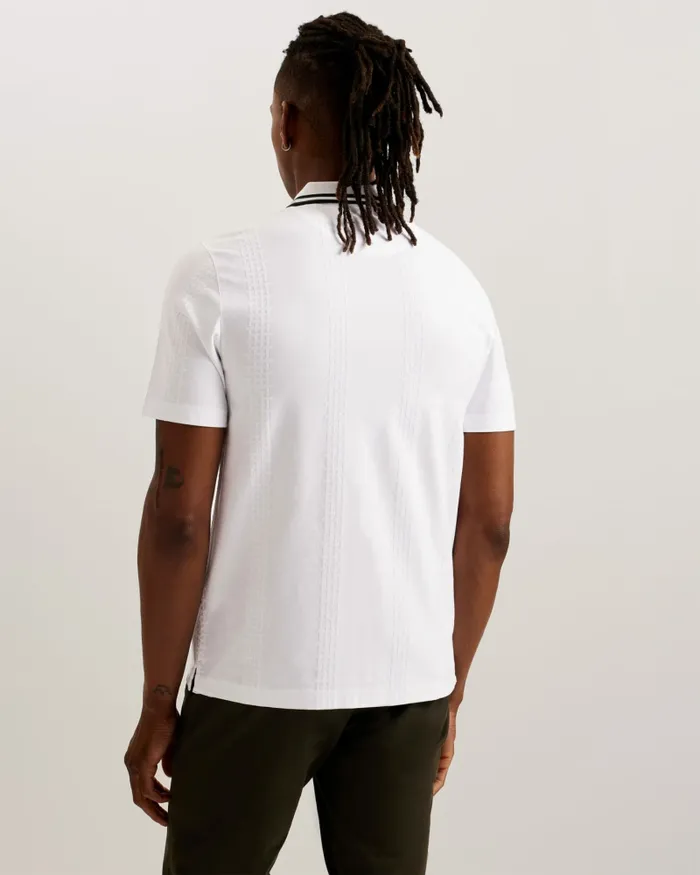 Men ORBITE 8211 Slim Fit Jacquard Zip Polo Shirt White Ted Baker Polo Shirts