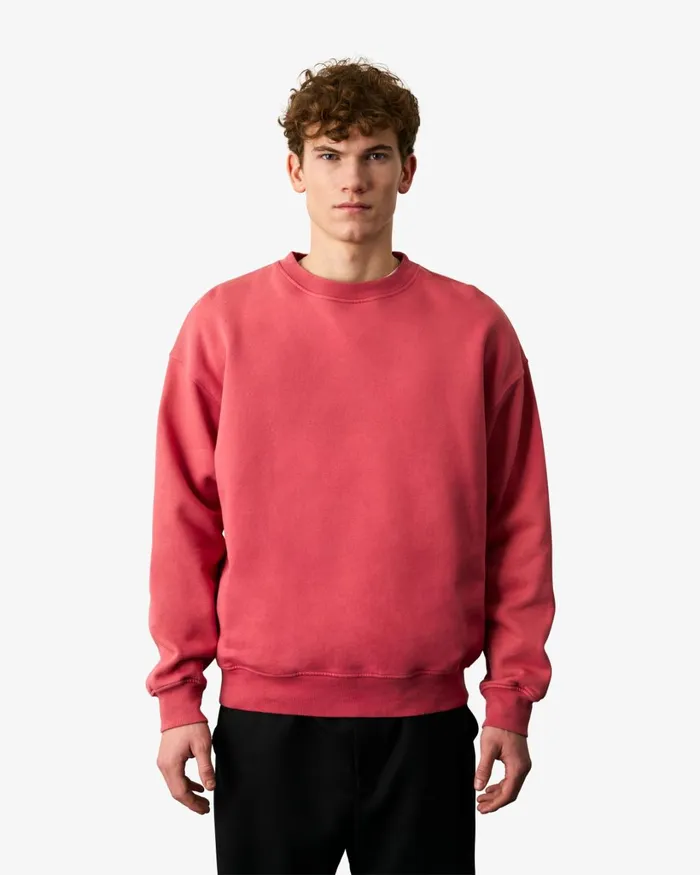 Men Organic Oversized Crew Faded Grey Colorful Standard Crewneck Sweatshirts