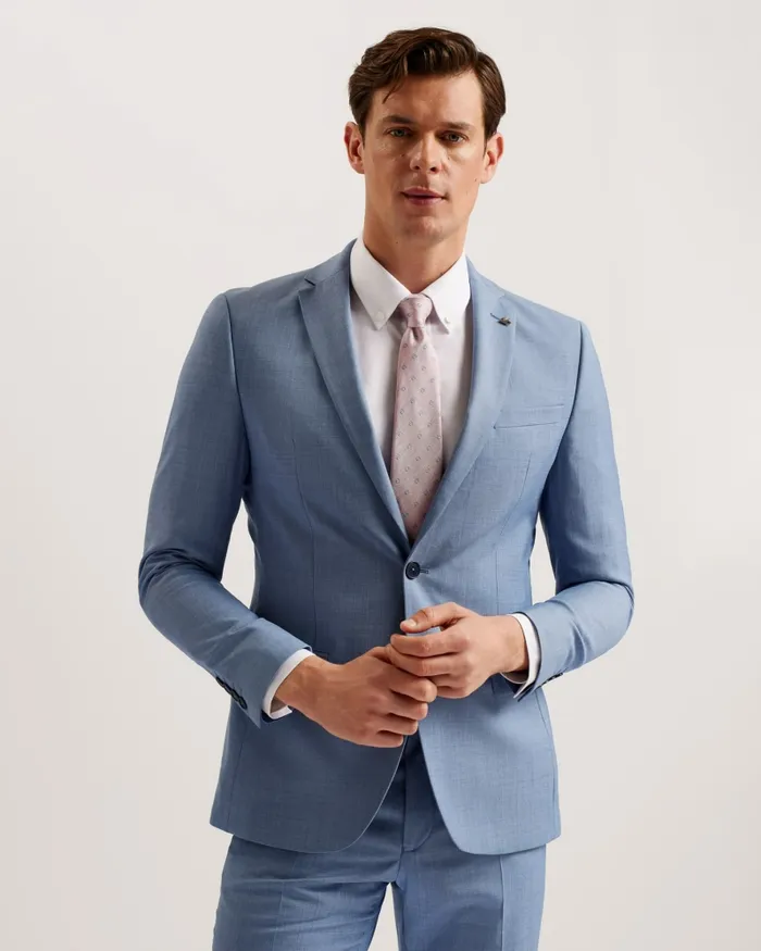 Men ORIONJ 8211 Wool Blend Sharkskin Suit Jacket Blue Ted Baker Suits Men ORIONJ 8211 Wool Blend Sharkskin Suit Jacket Blue Ted Baker Suits