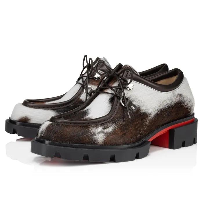 Men Our Pabelito Derbies 8211 Hairy Calf quotMeuhquot 8211 Brown And White Christian Louboutin Loafers and Moccasins